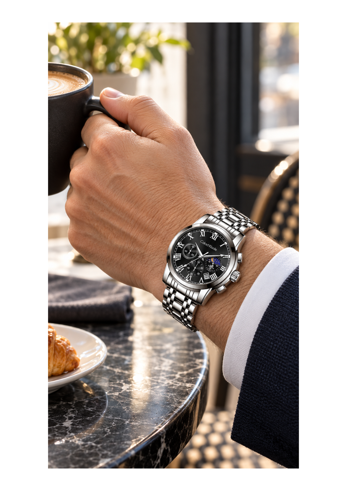 Moonphase steel watch