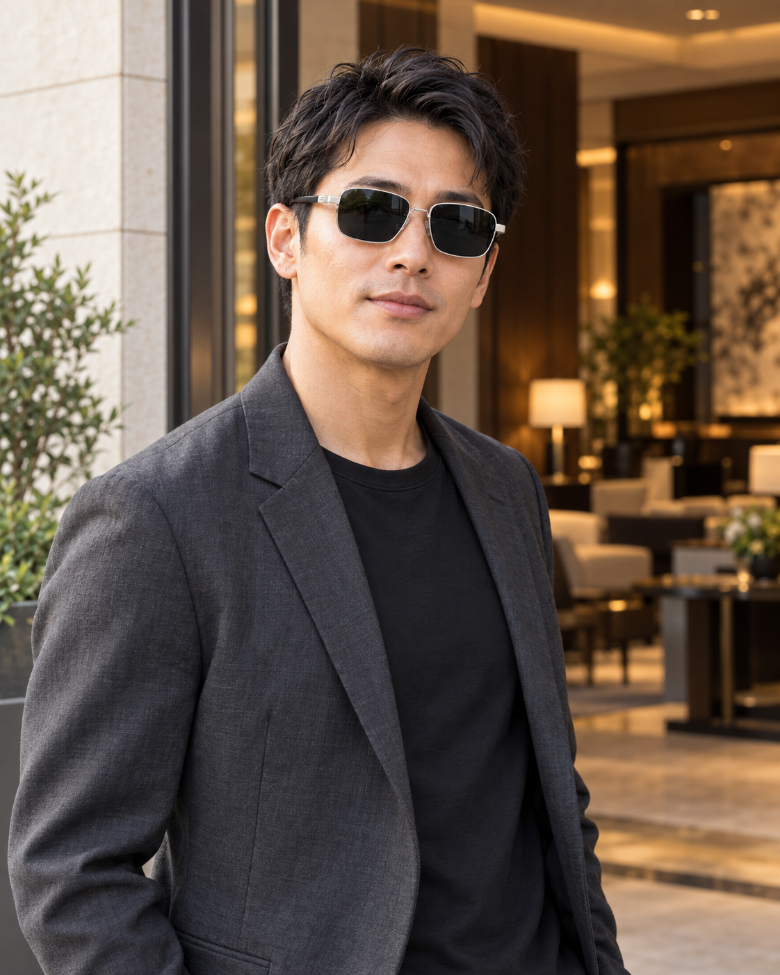 Silver square sunglasses